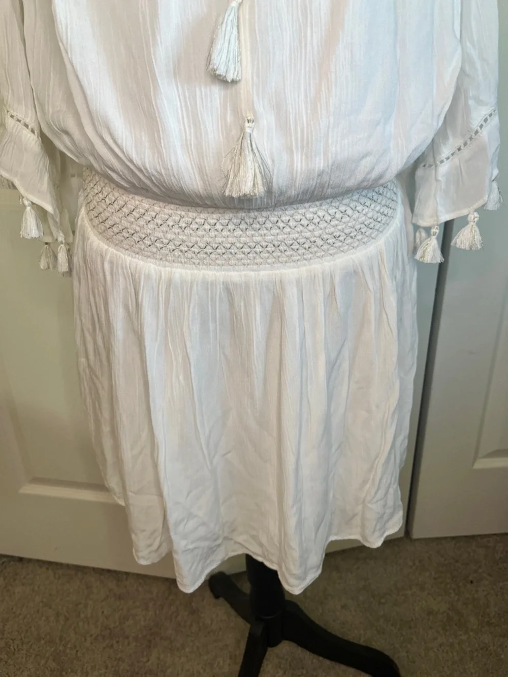 Lilly Pulitzer Joelle Dress Resort White Tassels Medium Boho Cottage Beach NWT - Picture 3 of 12